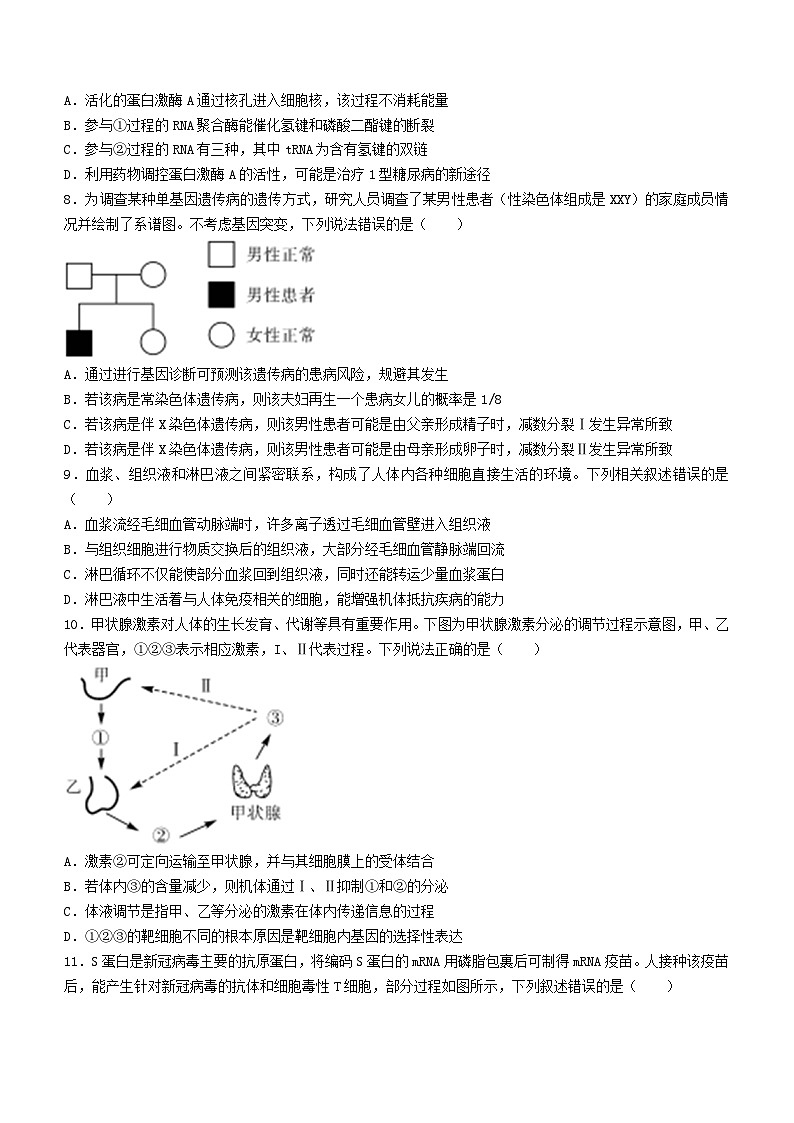 山东省金科大联考2024届高三生物上学期9月质量检测无答案第3页