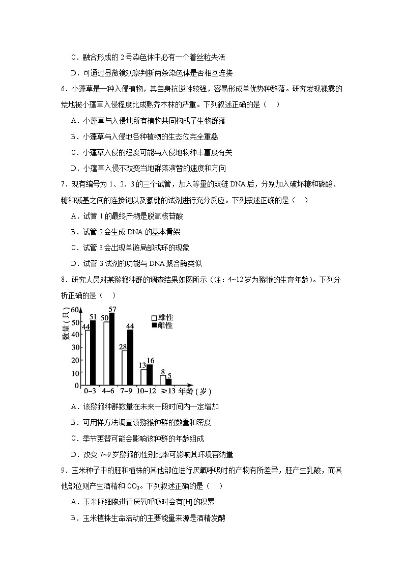 浙江省杭州市2024-2025学年高三上学期教学质量检测生物试题02
