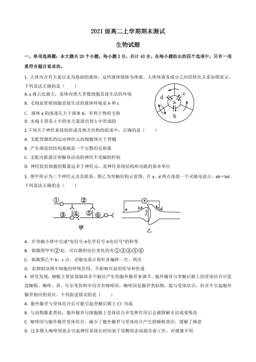 山东省德州市2022_2023学年高二生物上学期1月期末考试试题pdf