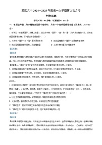 湖北省武汉市第六中学2024-2025学年高一上学期第二次月考生物试卷（Word版附解析）