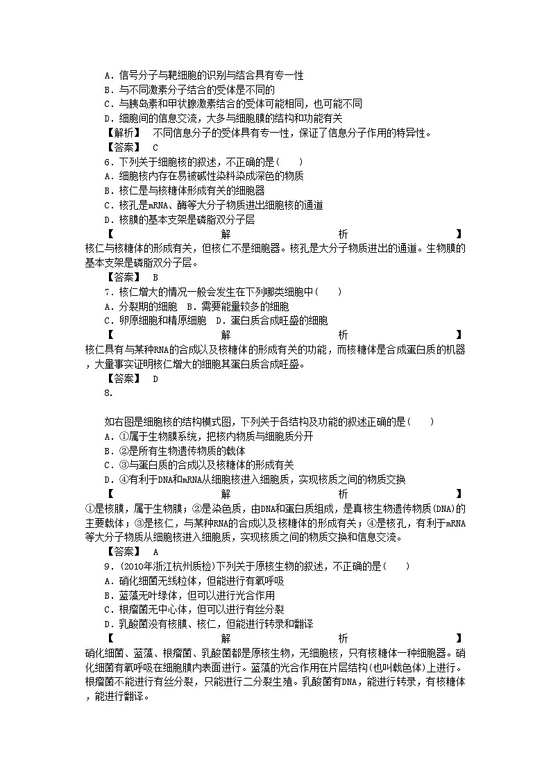 2022年龙门亮剑高三生物一轮复习第3章第13节细胞膜系统的边界细胞核系统的控制中心课后活页作业新人教版必修1第2页