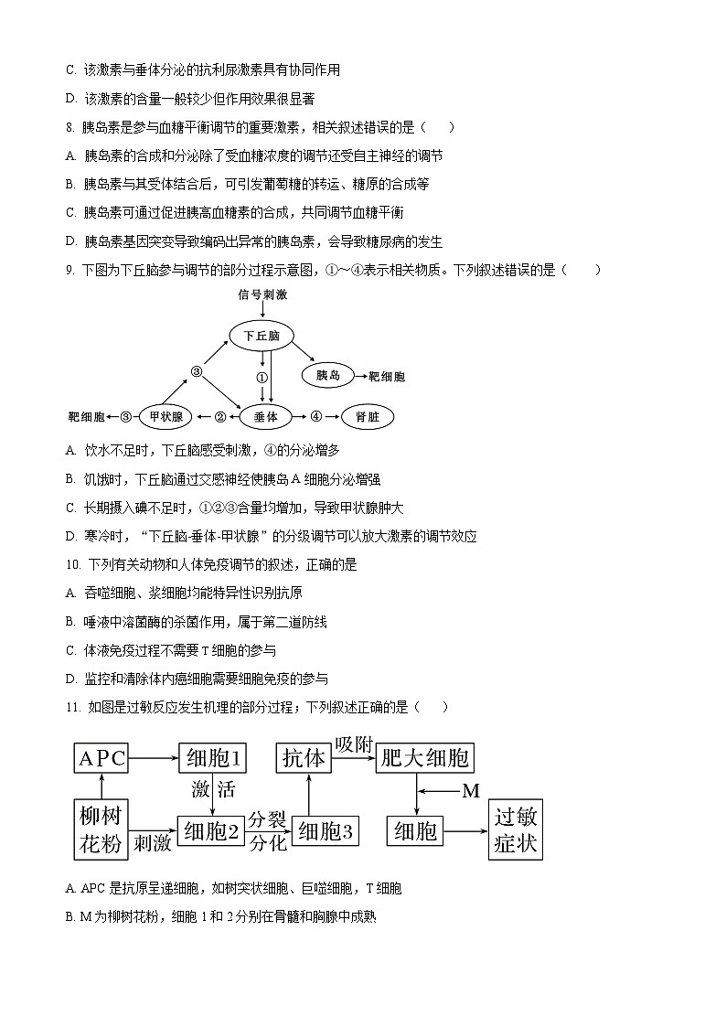 2025江苏省海安高级中学高二上学期10月月考试题生物含答案03
