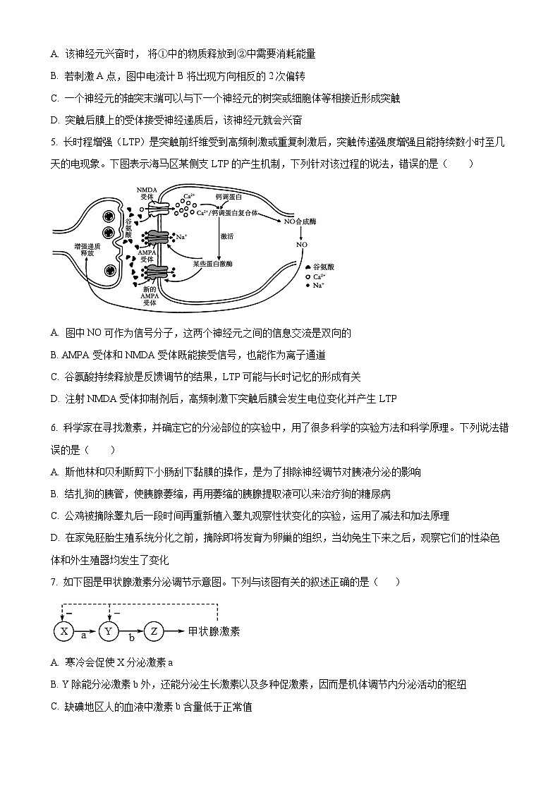 陕西省安康市2024-2025学年高二上学期10月月考生物试题 Word版无答案第2页