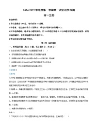 陜西省西安市部分學(xué)校2024-2025學(xué)年高一上學(xué)期10月聯(lián)考生物試題（Word版附解析）