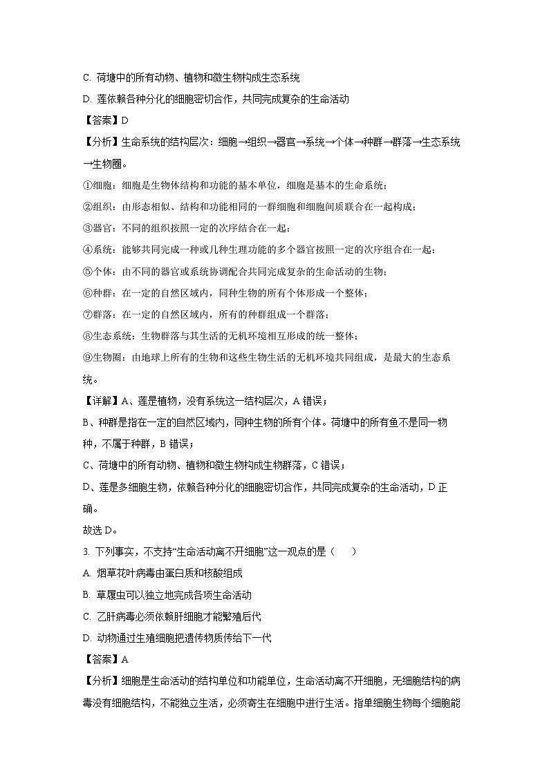 贵州省贵阳市乌当区某校2024-2025学年高一上学期10月月考生物试卷(解析版)第2页