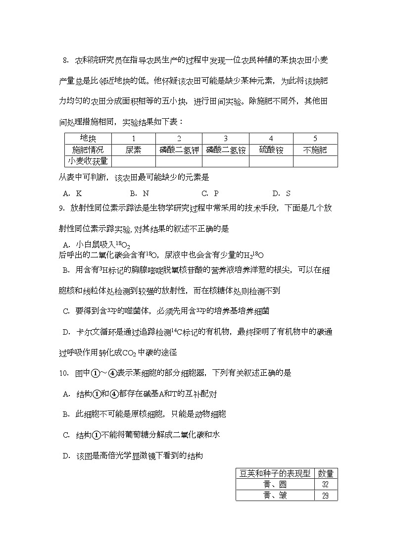 2022年江苏省无锡市北高中高三生物上学期期中考试试题新人教版会员独享第3页
