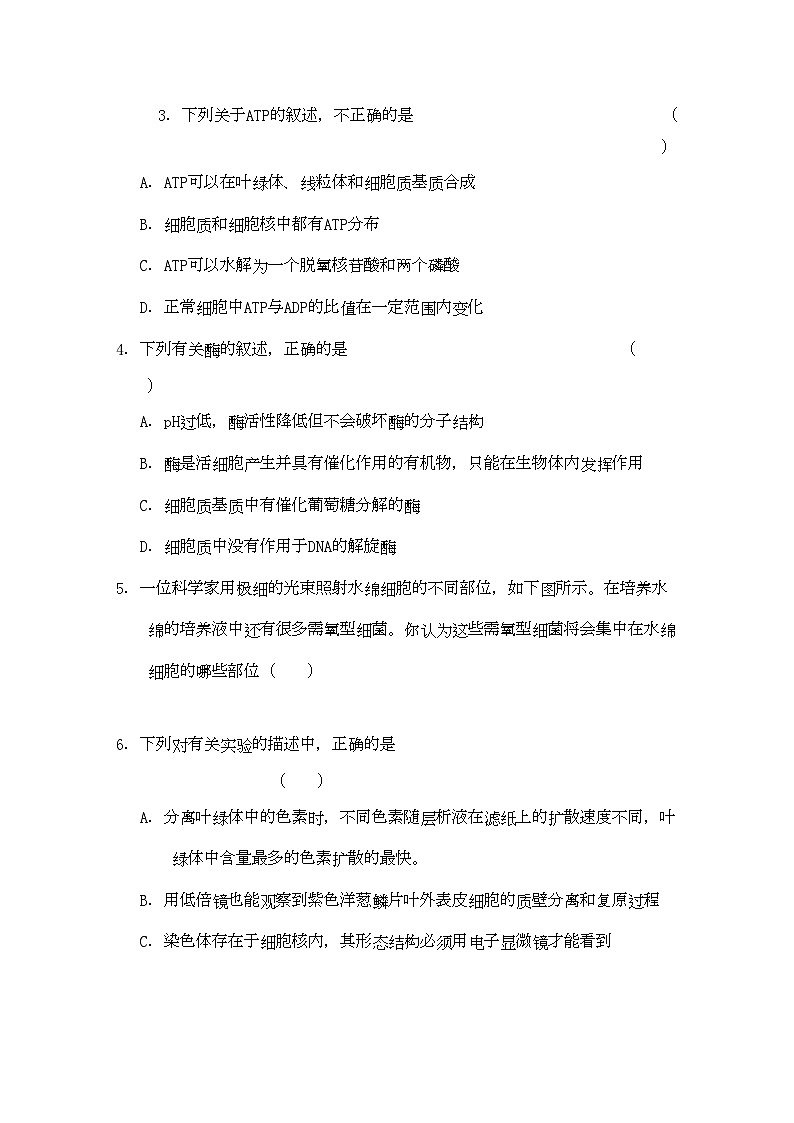 2022年江蘇省金陵高三生物上學(xué)期期中試卷無(wú)答案第2頁(yè)