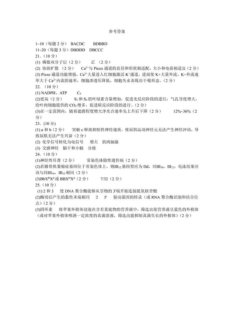 四川省成都市第七中学2024-2025学年高三上学期11月期中考试生物答案第1页