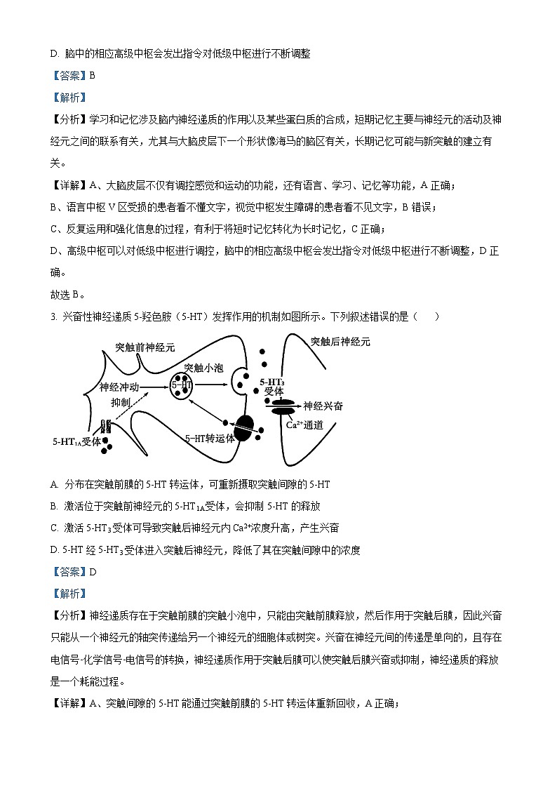 江苏省南京市2024-2025学年高二上学期11月期中生物试题 Word版含解析第2页
