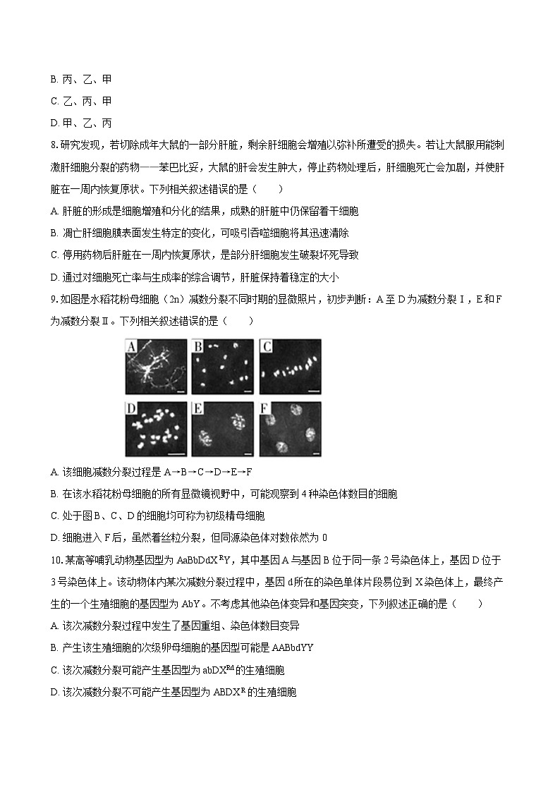 2024-2025学年湖南省长沙市雅礼中学高三(上)月考生物学试卷(二)(含答案)第3页