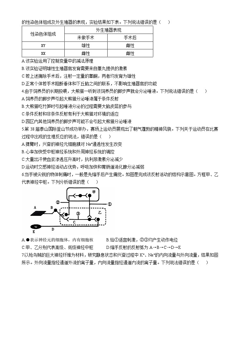 山东省泰安市2024-2025学年高二上学期11月期中生物试题(无答案)第2页