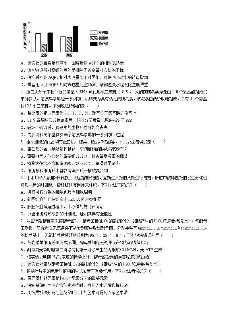 山东省菏泽市2024-2025学年高一上学期期中考试生物试题(002)第2页