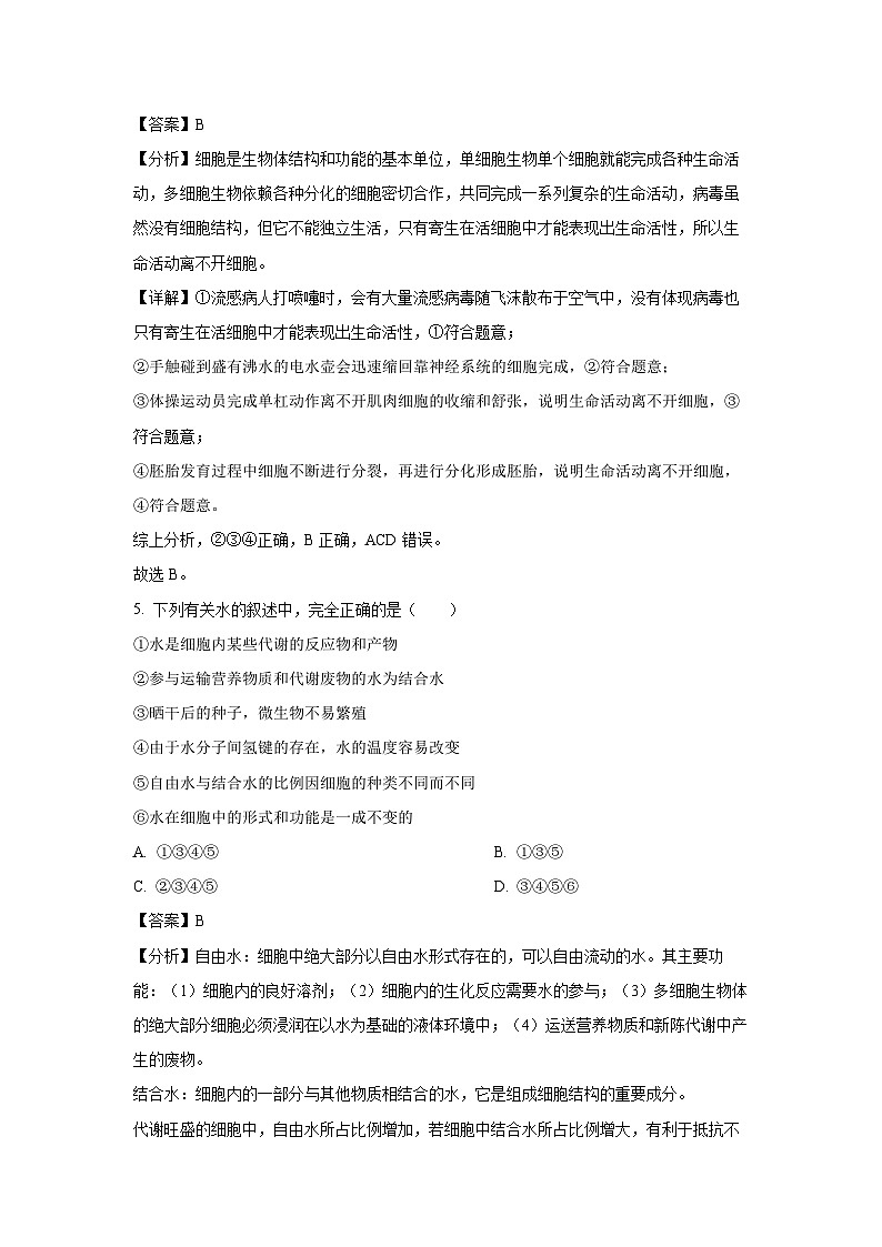 新疆喀什市2024-2025学年高一上学期期中考试生物试卷(解析版)第3页