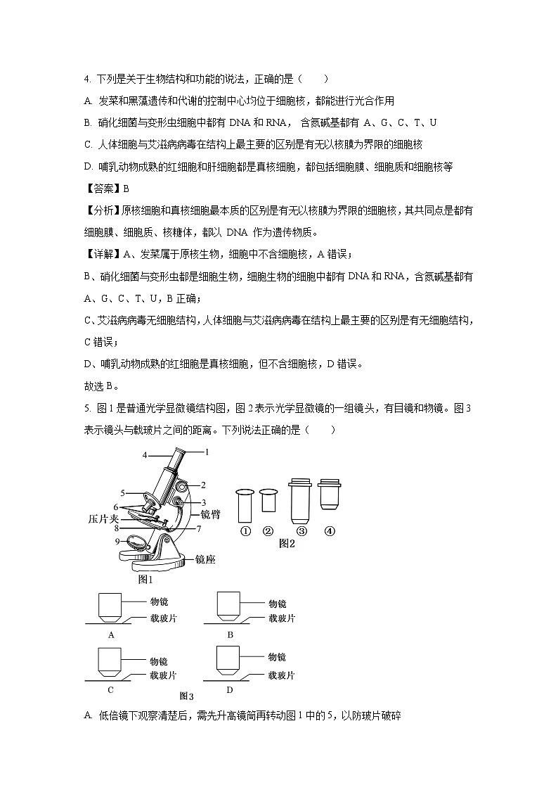 山东省淄博市高青县多校2024-2025学年高一上学期期中考试生物试卷(解析版)第3页
