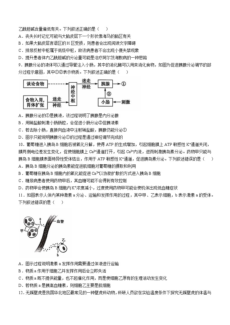河南省郑州市2024-2025学年高二上学期11月联考期中考试生物试题(无答案)第3页
