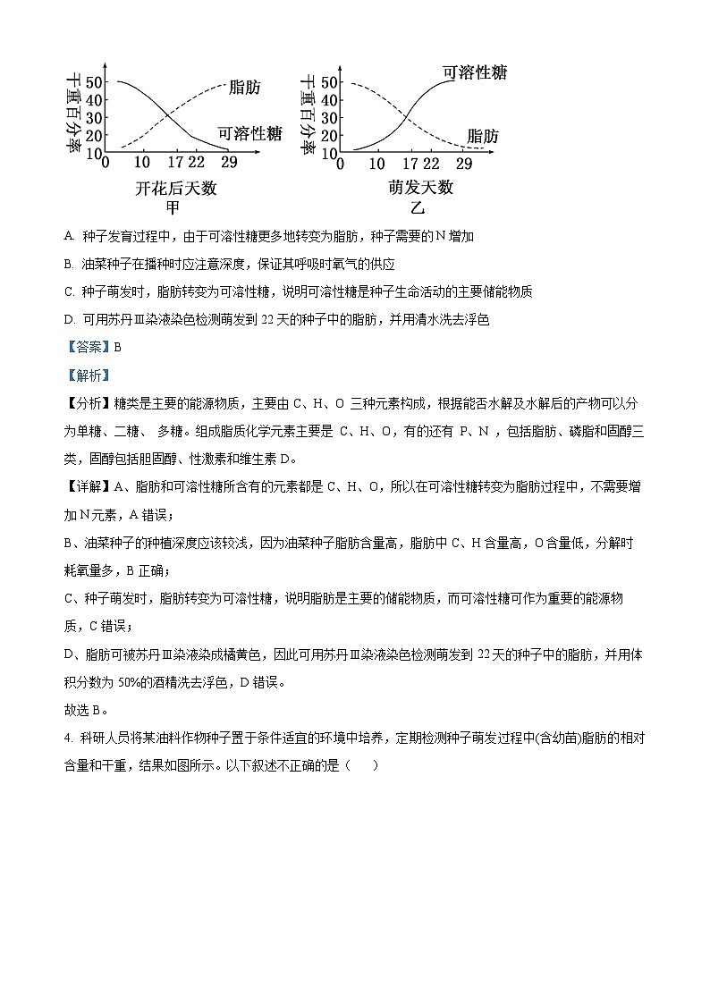 2025西安部分学校高一上学期10月联考生物试题含解析03