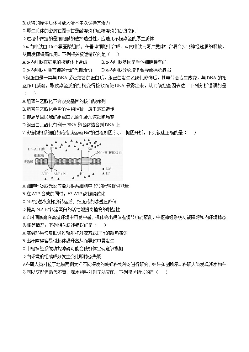 陕西省汉中市金太阳期中联考检测考试2024-2025学年高三上学期11月期中生物试题第2页