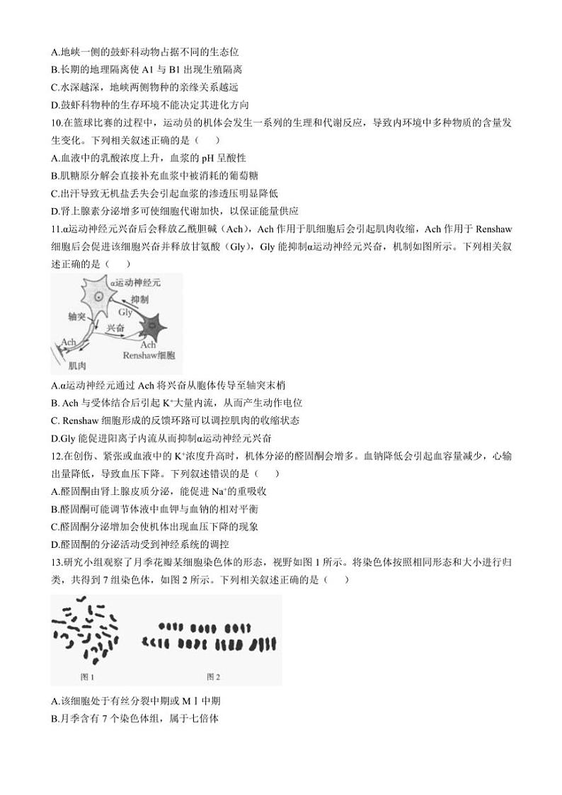 陕西省汉中市期中联考检测考试2024~2025学年高三(上)期中生物试卷(含解析)第3页