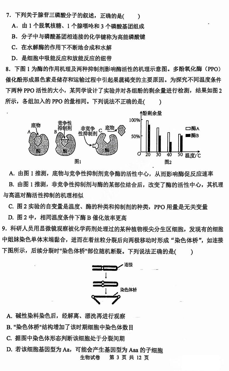黑龙江省哈尔滨市第三中学2025届高三上学期期中考试生物+答案第3页