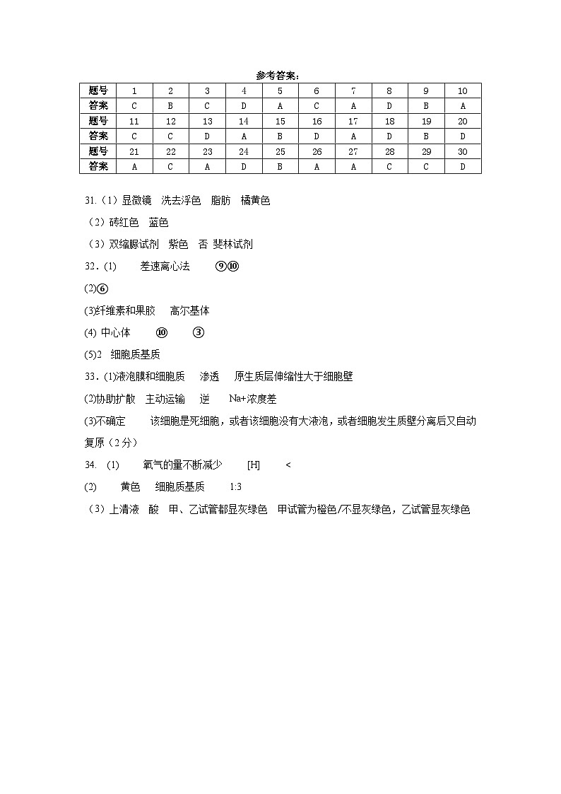 高一生物2、4-8、11-17答案(平行班)第1页