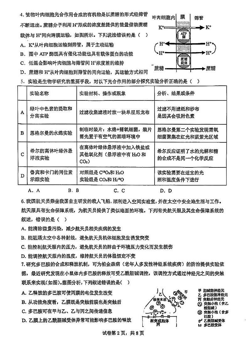 福建省福州市鼓楼区福州第三中学2024-2025学年高三上学期11月期中生物试题02