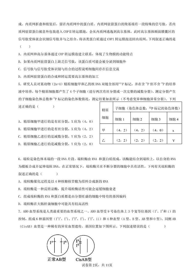 辽宁省实验中学2024-2025学年高三上学期期中考试生物试题第2页