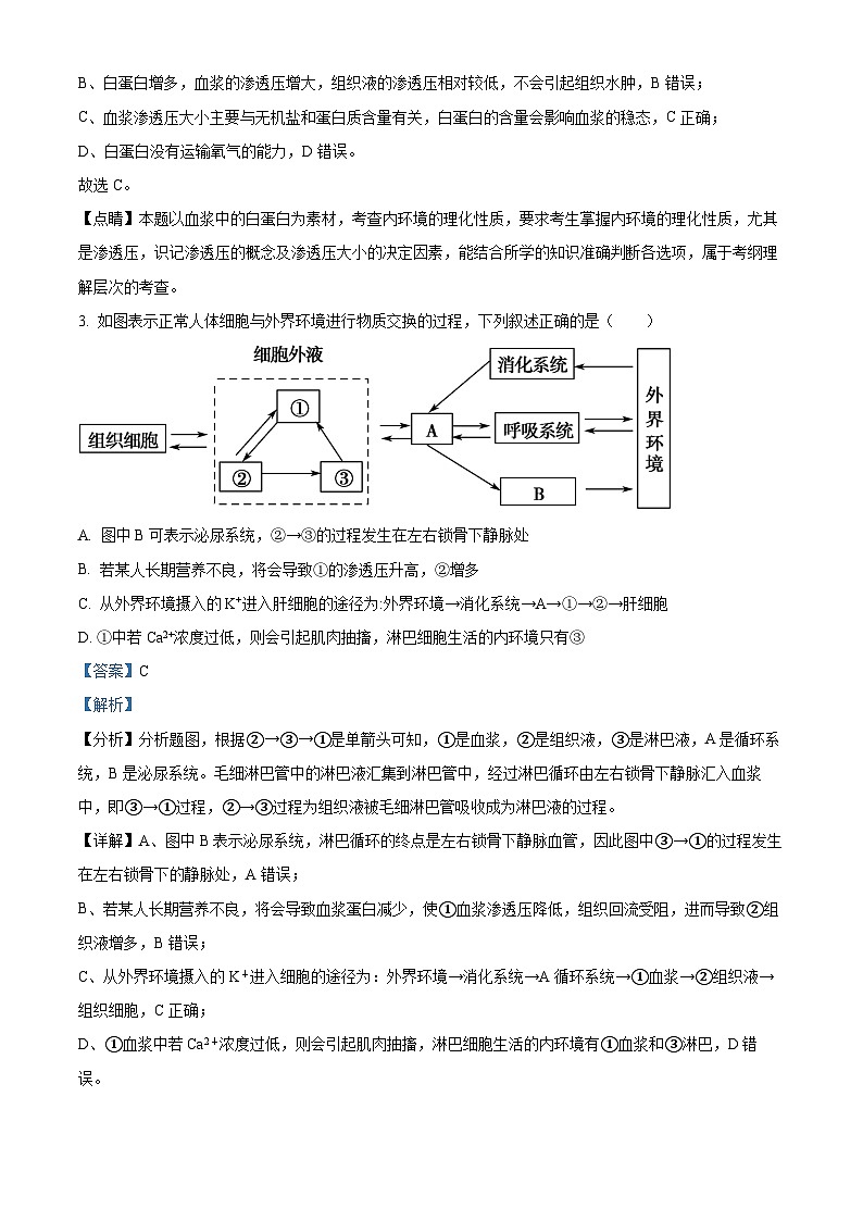 四川省广安市友谊中学2023-2024学年高二上学期10月月考生物试题 Word版含解析第2页