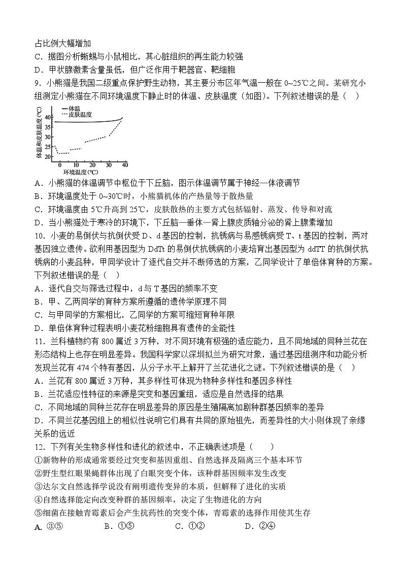 江西省宜春市丰城市江西省丰城中学2024-2025学年高二上学期11月期中生物试题03