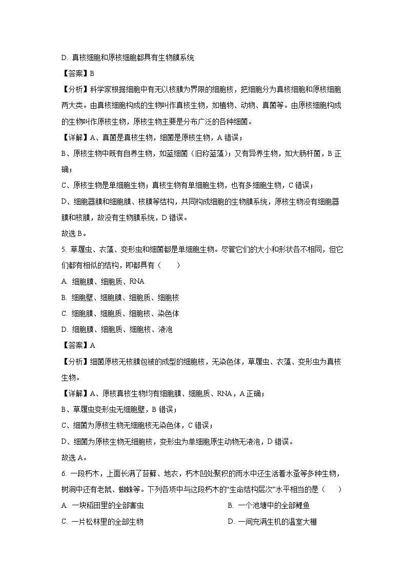 江苏省无锡市江阴市六校2024-2025学年高一上学期11月期中联考生物试卷(解析版)第3页