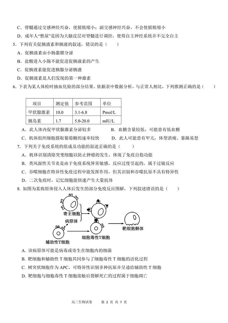 广西壮族自治区玉林市2024-2025学年高二上学期11月联考生物试题第2页