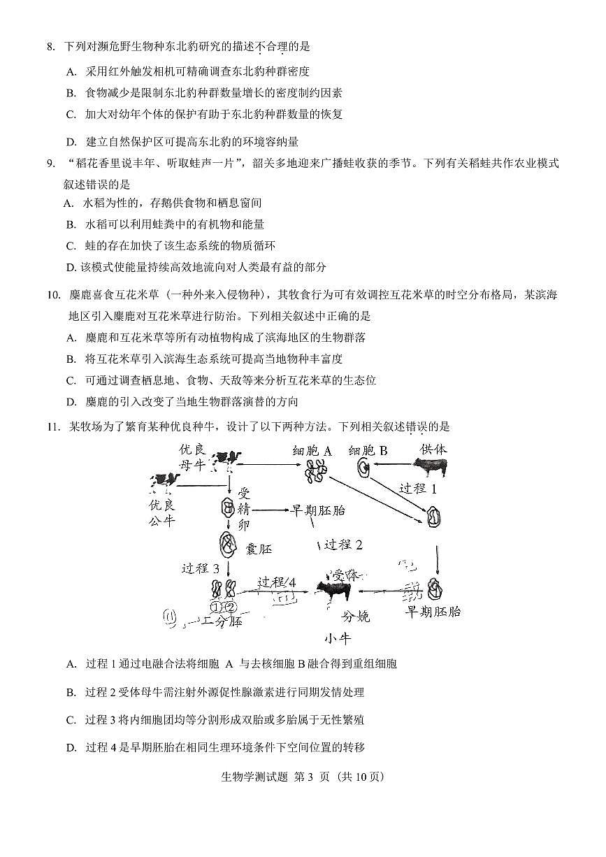 2025屆廣東省韶關高三上學期11月考-生物試題+答案第3頁