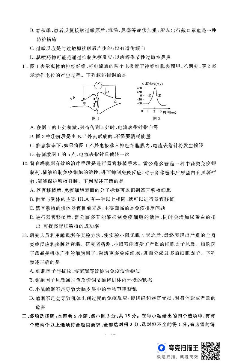 河南省普通高中2024-2025学年高二上学期期中考试生物试题第3页