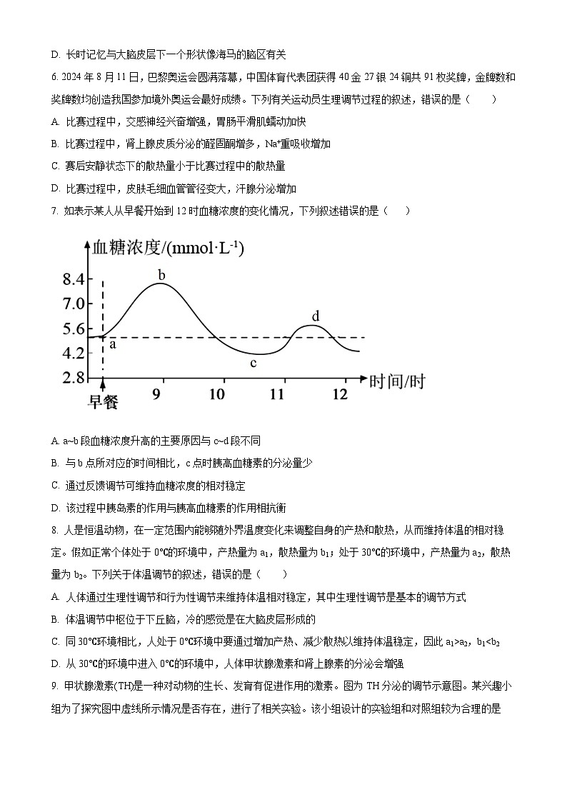精品解析:河南省郑州市中牟县2024-2025学年高二上学期11月期中生物试题(原卷版)第2页