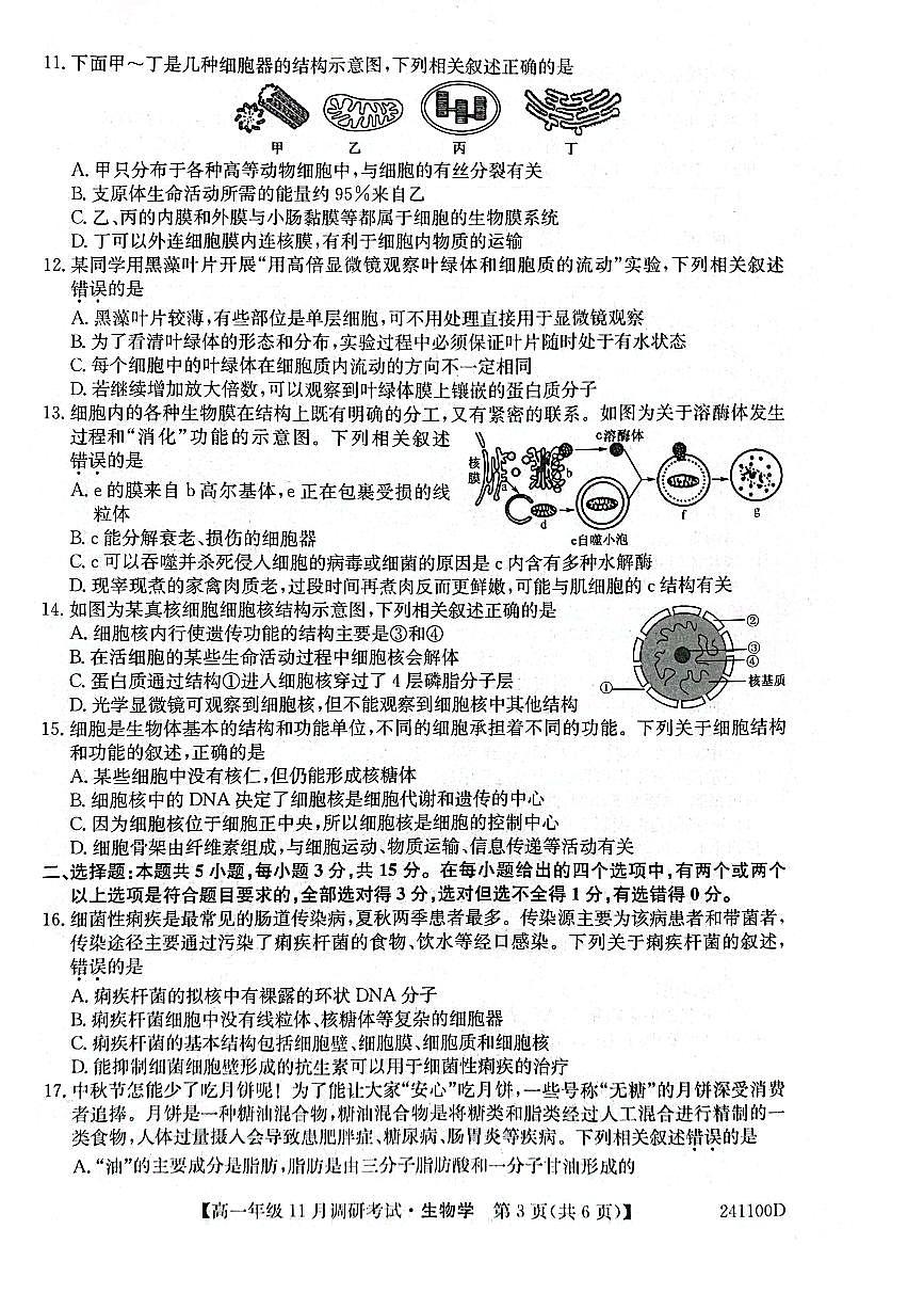 河南省2023_2024學(xué)年高一生物上學(xué)期11月調(diào)研考試pdf第3頁