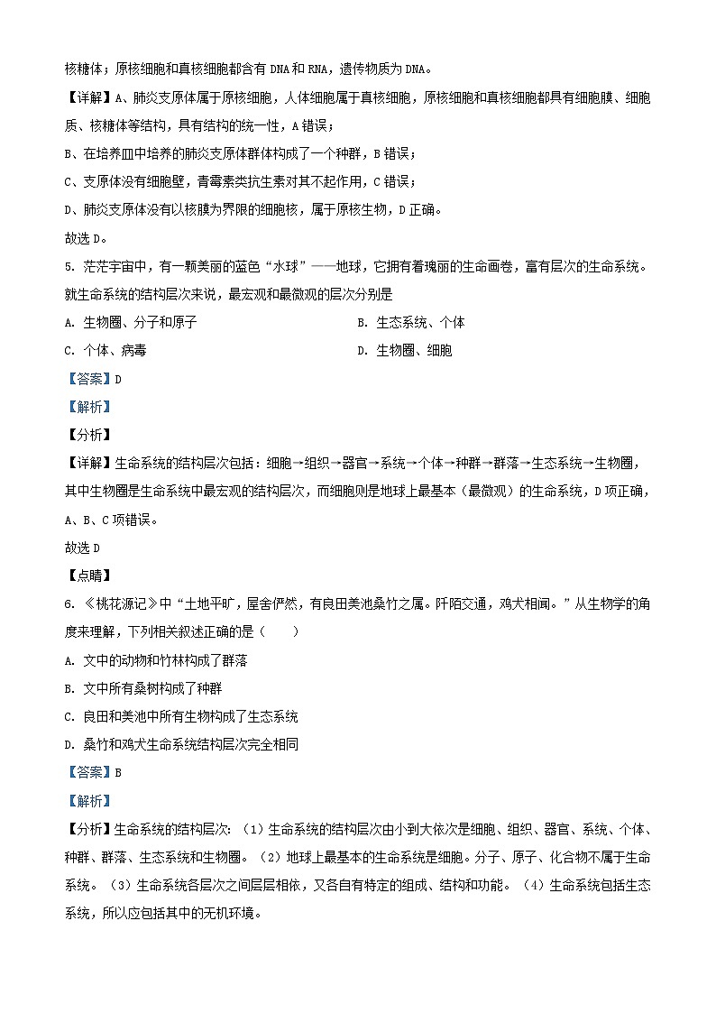 四川省内江市2023_2024学年高一生物上学期期中试题含解析03