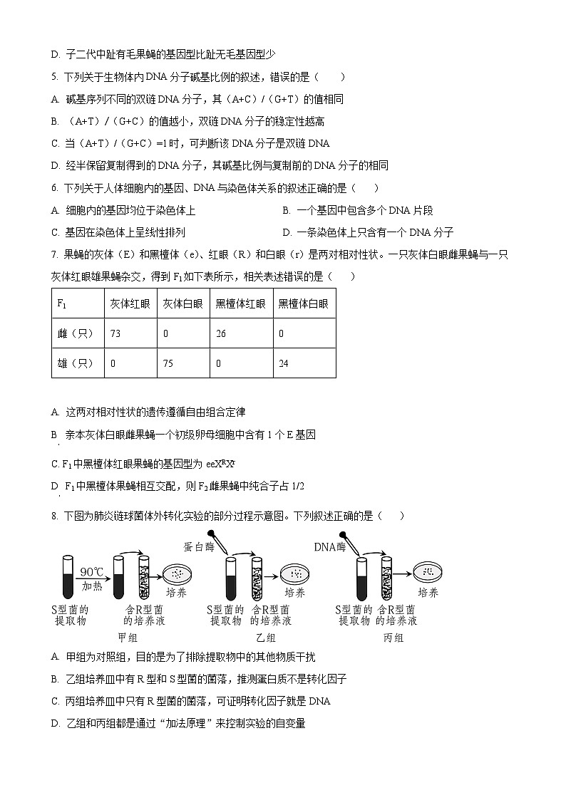 精品解析:江西省南昌市第十中学2023-2024学年高一下学期期中考试生物试题(原卷版)第2页