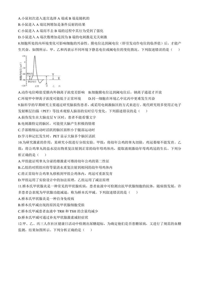 2024~2025学年山西省太原市高二(上)期中生物试卷(含答案)02