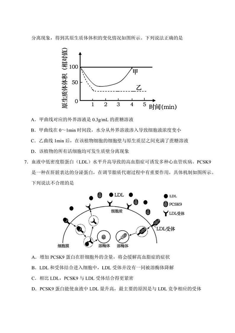 2024~2025学年山东省泰安市肥城市肥城市第三中学高一(上)期中生物试卷(含答案)第3页