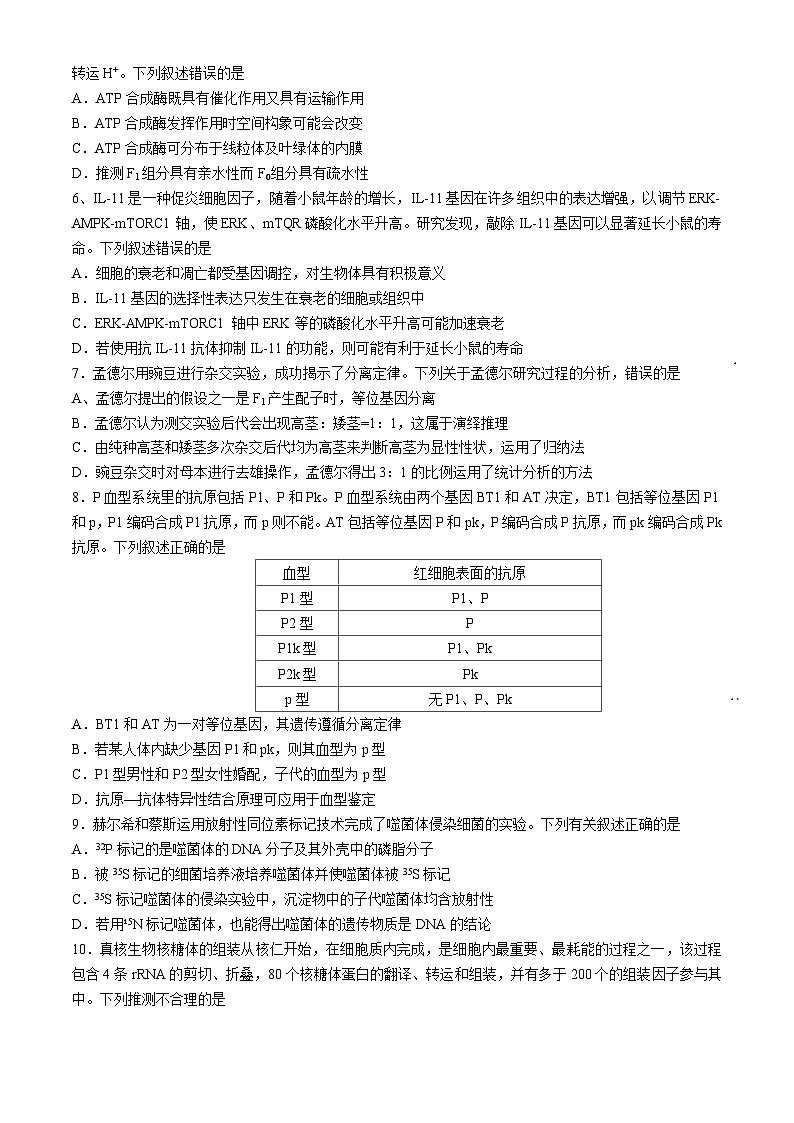 福建省泉州市安溪县2024-2025学年高三上学期11月期中生物试题第2页