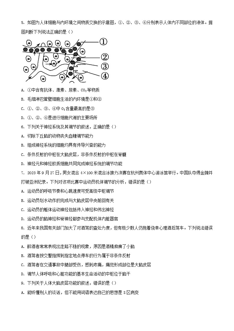 吉林省长春市2023_2024学年高二生物上学期期中试题含解析第2页