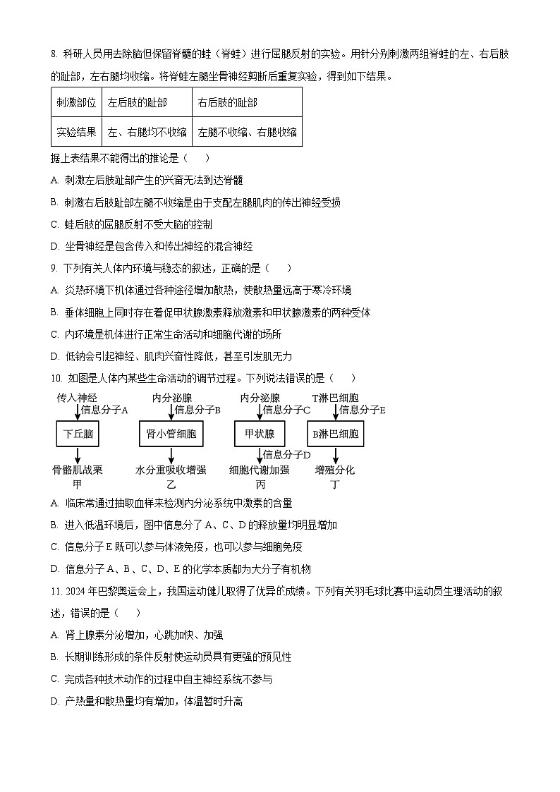 江苏省镇江市三校、泰州市部分学校2024-2025学年高二上学期11月期中考试生物试卷(Word版附解析)第3页