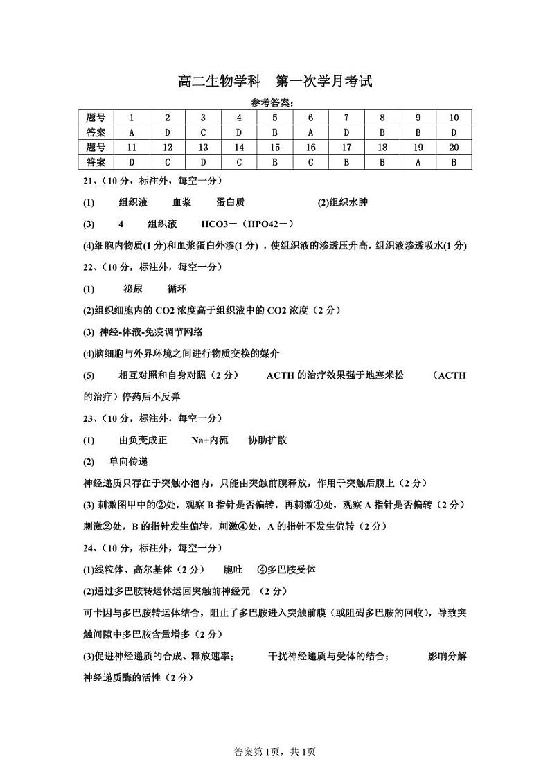 四川省成都外国语学校2024-2025学年高二上学期10月月考试题 生物 Word版含答案01