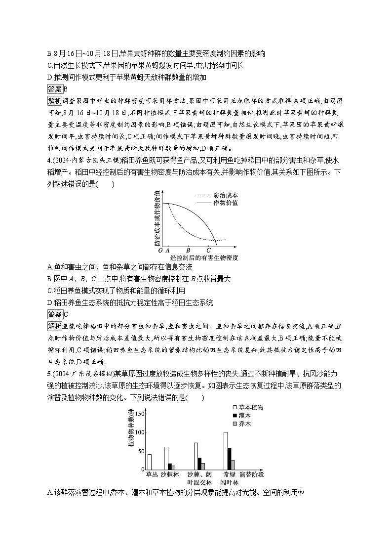 备战2025年高考二轮复习生物(广东专版)大单元7 生物与环境 层级一基础夯实自测练(Word版附解析)第2页