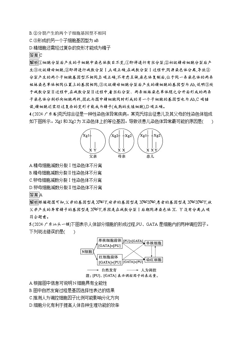 备战2025年高考二轮复习生物(广东专版)大单元3 细胞的增殖、分化、衰老和死亡等生命历程 层级一基础夯实自测练(Word版附解析)第2页