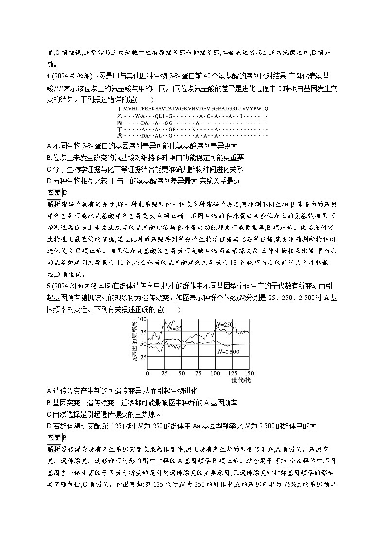 备战2025年高考二轮复习生物(河北版)知识对点小题练8生物的变异、育种与进化(Word版附解析)第2页