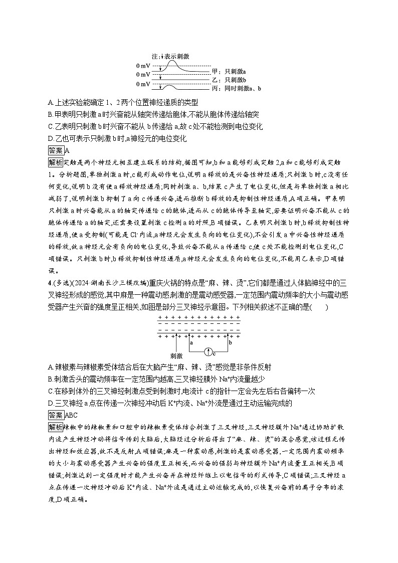 备战2025年高考二轮复习生物(河北版)大单元6 个体通过一定的调节机制保持稳态 层级二关键突破提升练(Word版附解析)02