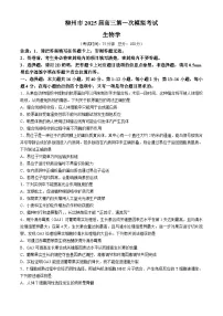广西柳州市2024-2025学年高三上学期11月第一次模拟考生物试题