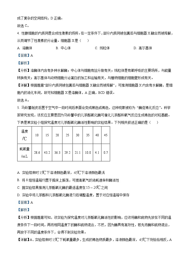 天津市河北區(qū)2024-2025學年高三上學期11月期中質量檢測生物試題含解析第3頁