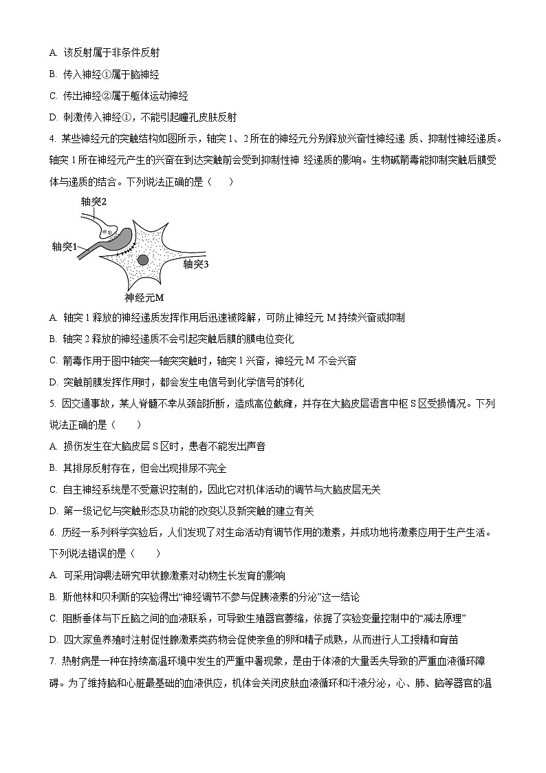 山东省聊城市2024-2025学年高二上学期11月期中生物试题无答案第2页