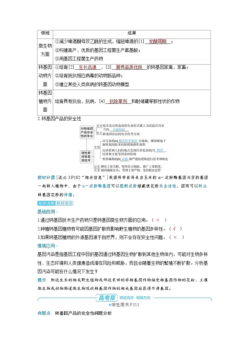 备战2025年高考生物精品教案第十一章生物技术与工程课时8生物技术的安全性和伦理问题(Word版附解析)第2页